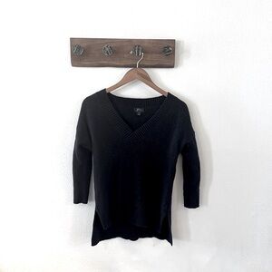 J Crew 100% Cashmere Sweater Navy Blue 3/4 Length Sleeves V Neck Women’s Size M